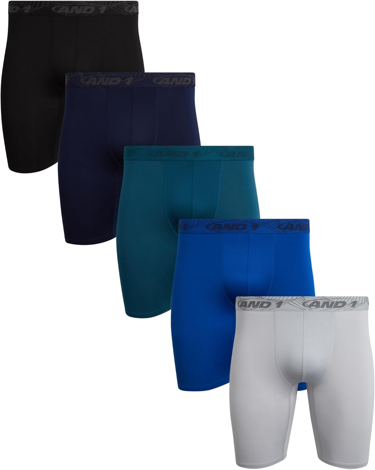 Mens Boxer Briefs - 5 Pack Performance Stretch Mens Underwear Long Leg Boxers for Men with Contour Pouch (Sizes: S-3XL)