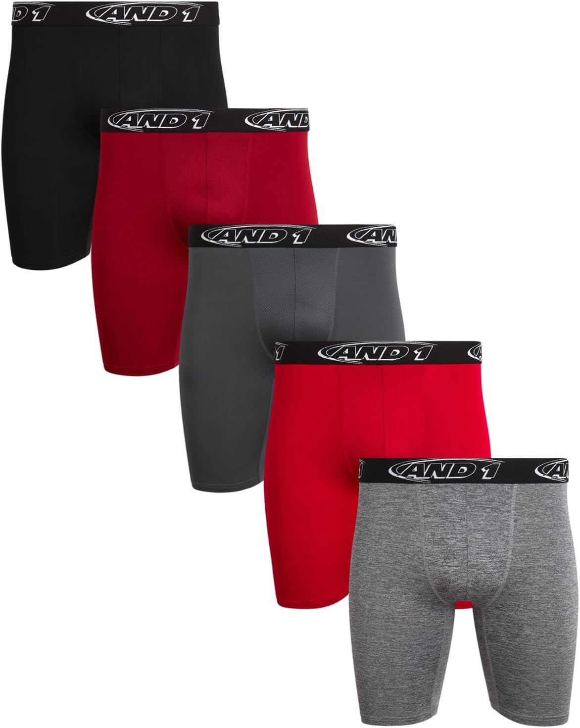 Mens Boxer Briefs - 5 Pack Performance Stretch Mens Underwear Long Leg Boxers for Men with Contour Pouch (Sizes: S-3XL)