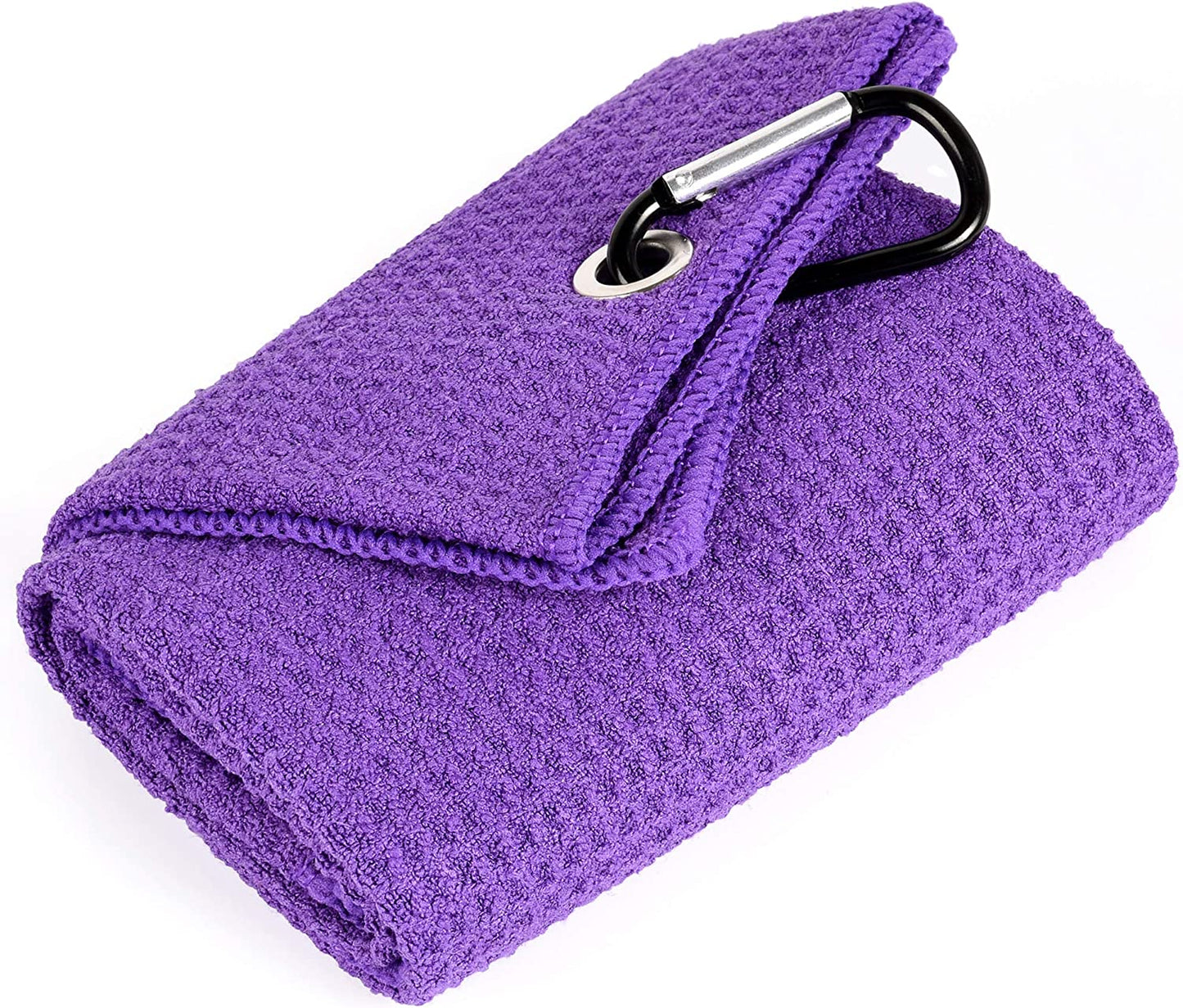 Tri-Fold Golf Towel | Premium Microfiber Fabric | Waffle Pattern | with Heavy Duty Carabiner Clip | Golf Towel for Men and Women (Dark Graygolf Towel)